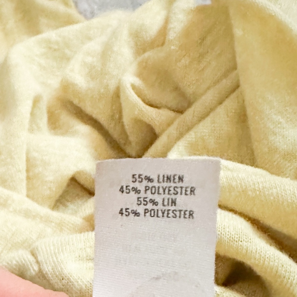 AERIE Oversized Linen Blend Baby Yellow Ling Sleeve Henley Top - Picture 5 of 7